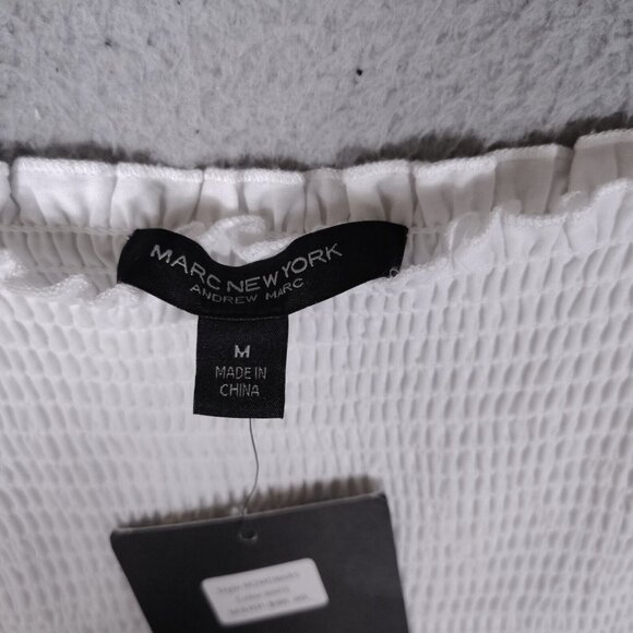 NWT 🤍Andrew Marc New York Dress Women's Medium White Eyelet Tie-Shoulder - Picture 7 of 15